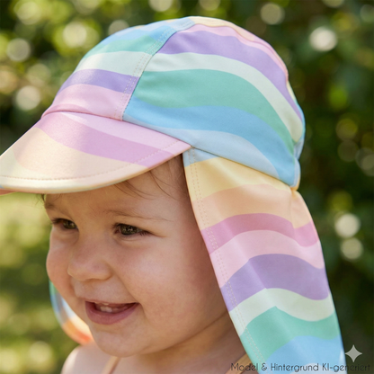 Sicher in der Sonne! Der leichte Sonnenhut mit UV-Schutz 50+ schützt Nacken und Ohren zuverlässig, trocknet schnell und bleibt dank Bändern sicher auf dem Kopf.