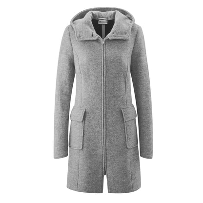 Eleganz trifft Naturfaser. Der edle 4-in-1 Wintermantel aus reinem Wollwalk ist klimaregulierend, schmutzabweisend und wärmt wunderbar beim Babytragen.