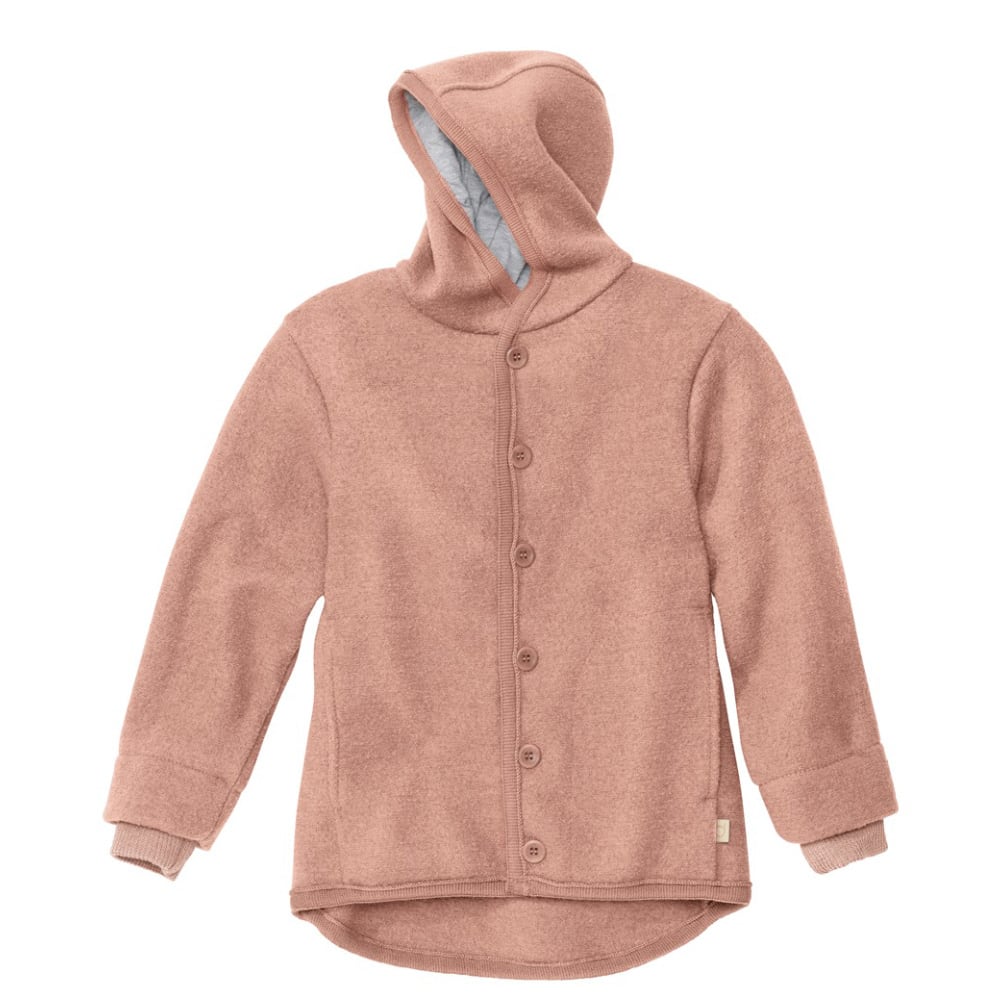 Robust, warm und wetterfest! Die Kapuzenjacke aus dicht gewalkter Merinowolle wärmt wunderbar, ist schmutzabweisend und ideal für Wald und Spielplatz.