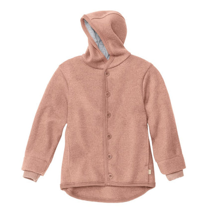 Robust, warm und wetterfest! Die Kapuzenjacke aus dicht gewalkter Merinowolle wärmt wunderbar, ist schmutzabweisend und ideal für Wald und Spielplatz.