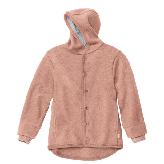 Robust, warm und wetterfest! Die Kapuzenjacke aus dicht gewalkter Merinowolle wärmt wunderbar, ist schmutzabweisend und ideal für Wald und Spielplatz.