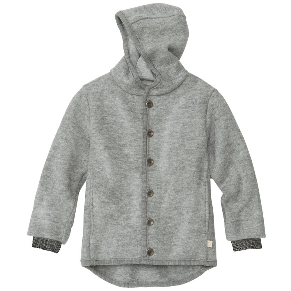 Robust, warm und wetterfest! Die Kapuzenjacke aus dicht gewalkter Merinowolle wärmt wunderbar, ist schmutzabweisend und ideal für Wald und Spielplatz.