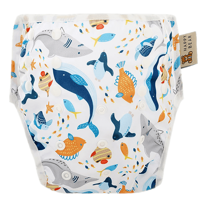 Auslaufsicherer Badespaß! Die nachhaltige Schwimmwindel wächst dank praktischer Druckknöpfe von 0 bis 3 Jahren einfach mit deinem Baby mit.