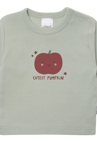Langarmshirt in schilf mit "cutest Pumpkin" Print